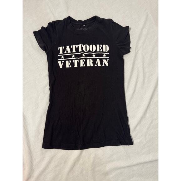 steadfast Tops - Steadfast Brand Tattooed Veteran Black Baby Tee Military Womens Medium